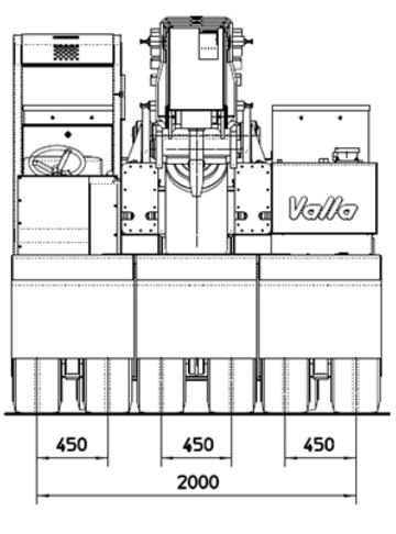 Промышленный кран Valla 400E - диаграмма рабочей зоны