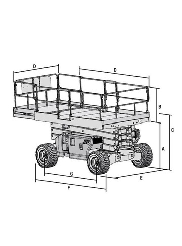 Пиканиска JLG 4394RT - диаграмма рабочей зоны