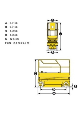 Пиканиска HAULOTTE COMPACT 8 - диаграмма рабочей зоны