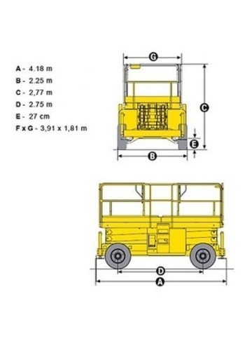 Пиканиска HAULOTTE H15 SX - диаграмма рабочей зоны
